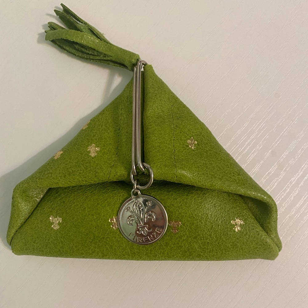 Green leather coin purse from Italy